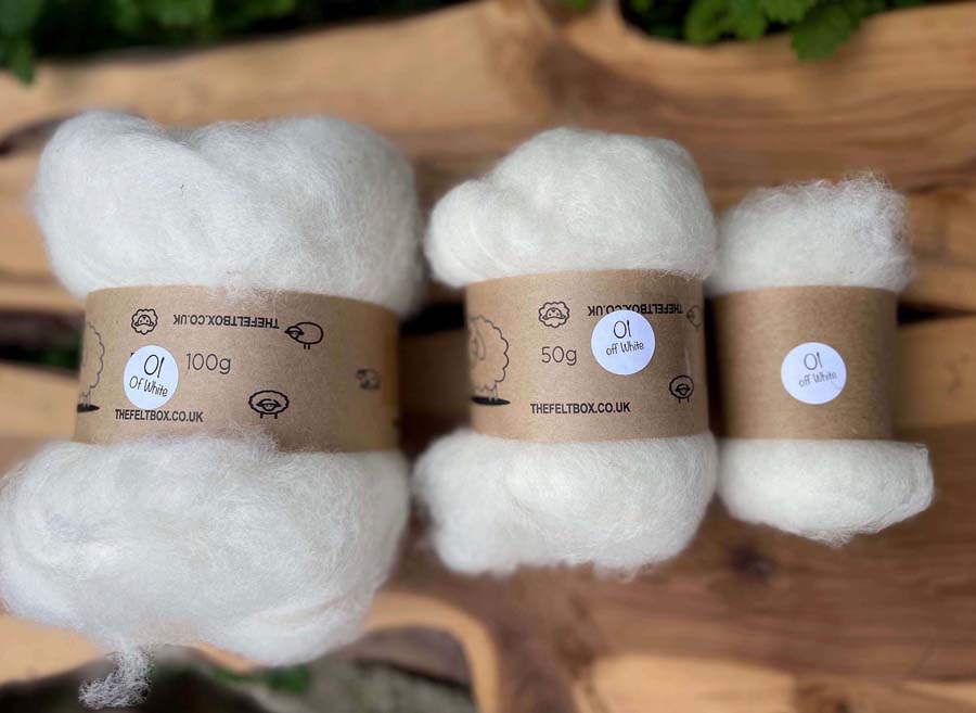 Carded NZ Wool For Needle Felting Batts -Off White #01