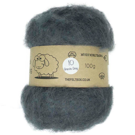 Carded NZ Wool For Needle Felting Batts - Granite Grey #10