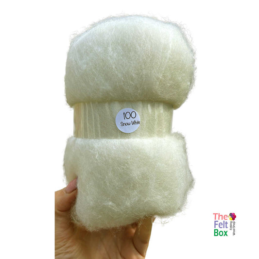 Carded NZ Wool for Needle Felting – Snow White #100 (Creamy Batch)
