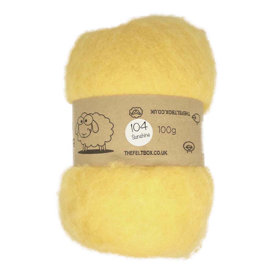 Carded NZ Wool For Needle Felting Batts - Sunshine #104