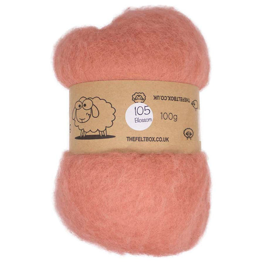 Carded NZ Wool For Needle Felting Batts - Blossom #105