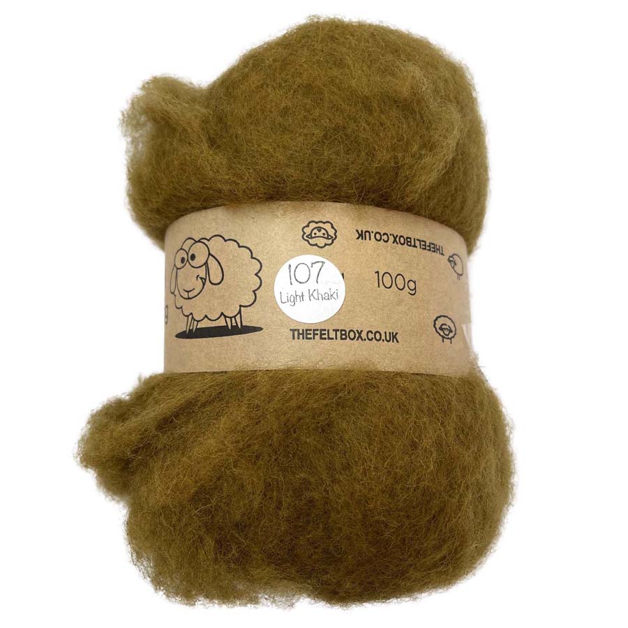 Carded NZ Wool For Needle Felting Batts - Light Khaki #107
