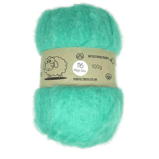 Carded NZ Wool For Needle Felting Batts - Magic Mint #116