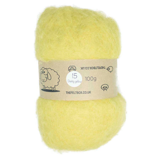 Carded NZ Wool For Needle Felting Batts -Dusky Yellow #15