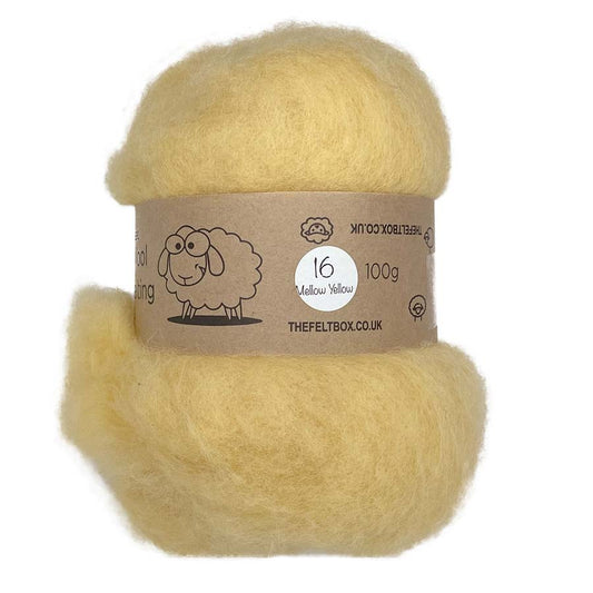 Carded NZ Wool For Needle Felting Batts - Mellow Yellow #16