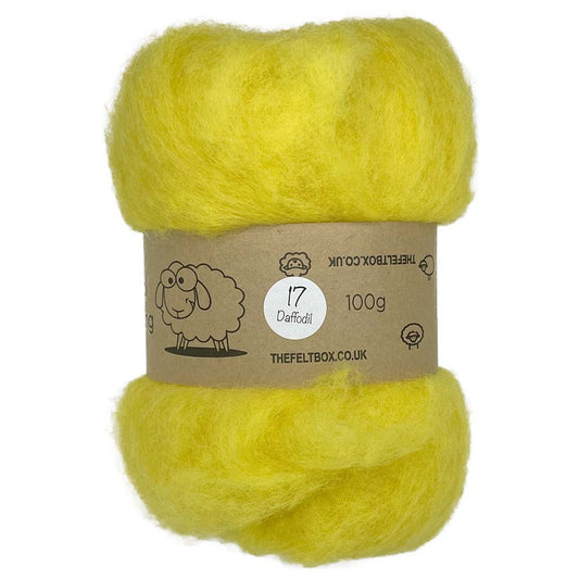 Carded NZ Wool For Needle Felting Batts - Daffodil #17