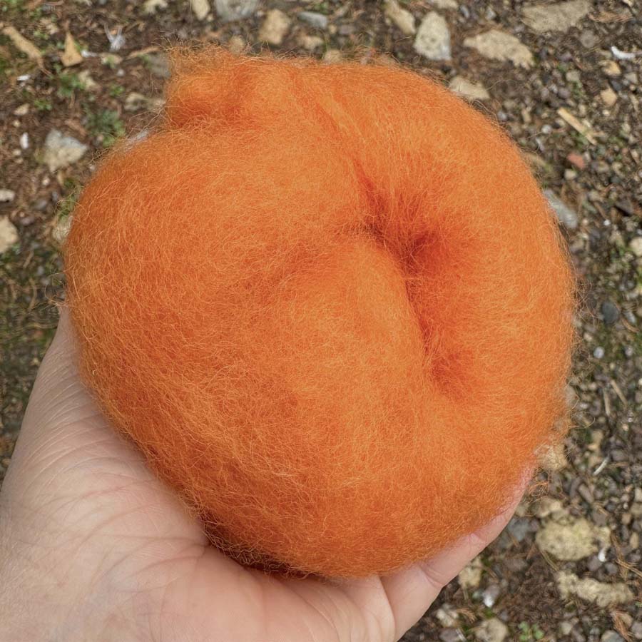 Carded NZ Wool For Needle Felting Batts - Orange #32