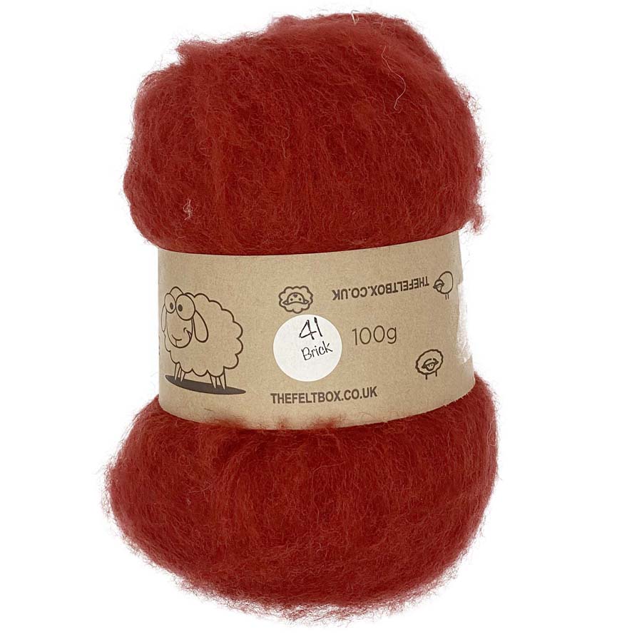 Carded NZ Wool For Needle Felting Batts - Brick #41