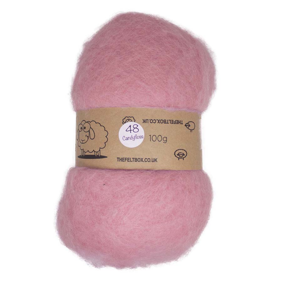 Carded NZ Wool For Needle Felting Batts - Candyfloss #48