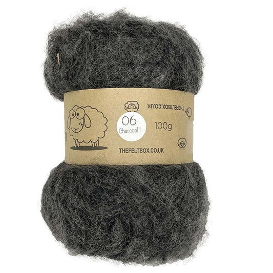 Carded NZ Wool For Needle Felting Batts - Charcoal 1 #06