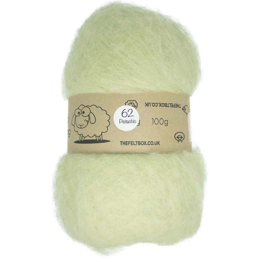 Carded NZ Wool For Needle Felting Batts - Pistachio #62