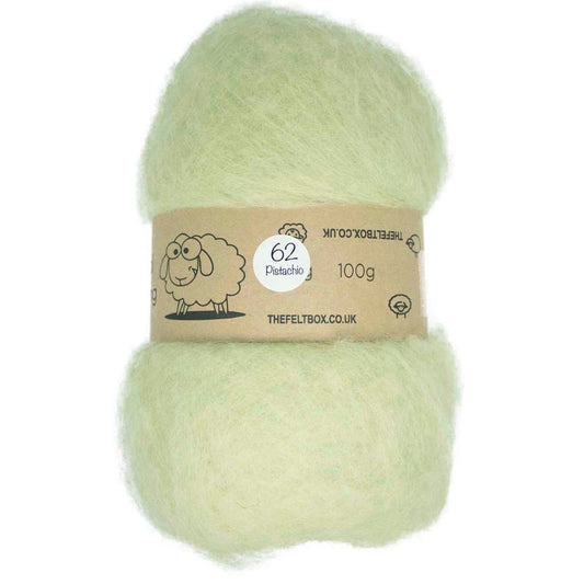 Carded NZ Wool For Needle Felting Batts - Pistachio #62