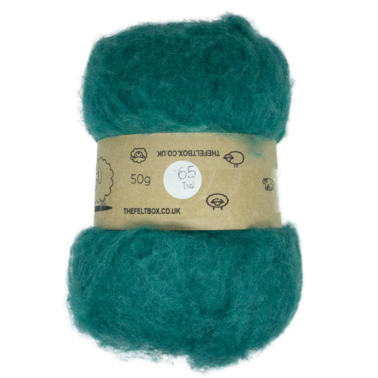 Carded NZ Wool For Needle Felting Batts - Teal #65