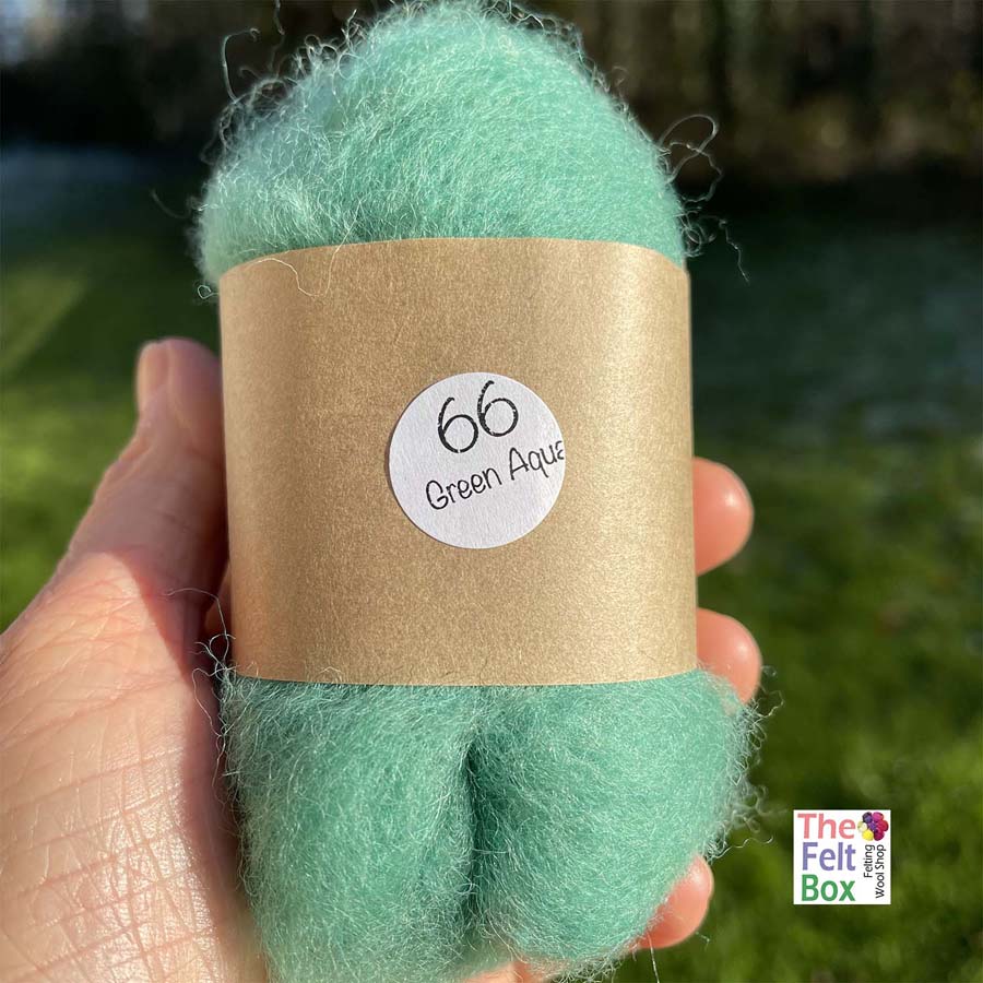 Carded NZ Wool For Needle Felting Batts - Green Aqua #66 Thefeltbox®