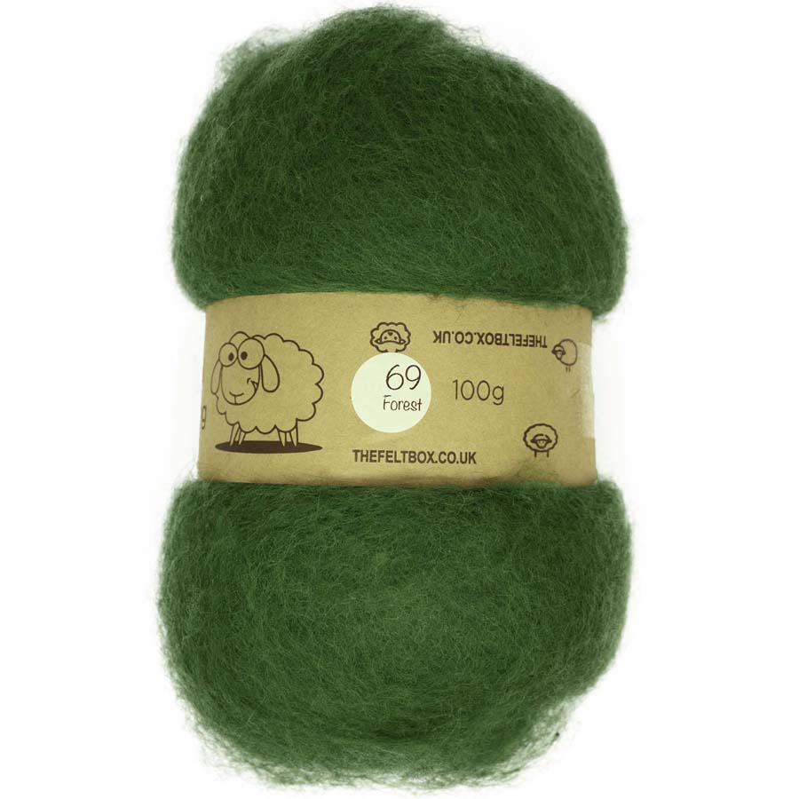 Carded NZ Wool For Needle Felting Batts - Forest #69