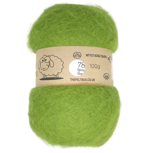 Carded NZ Wool For Needle Felting Batts - Spring Grass #78