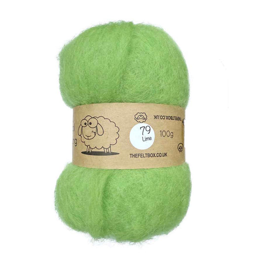 Carded NZ Wool for Needle Felting – Lime Green Batt #79 | The Felt Box UK