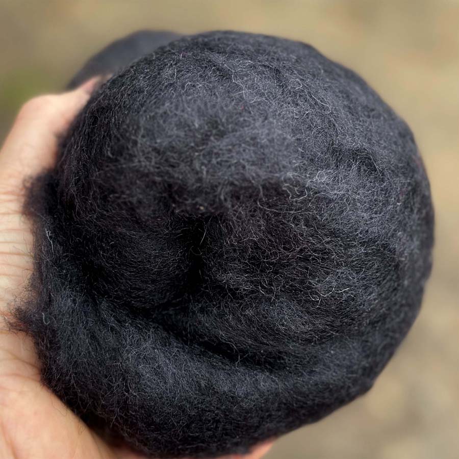 Carded NZ Wool For Needle Felting Batts - Black #08