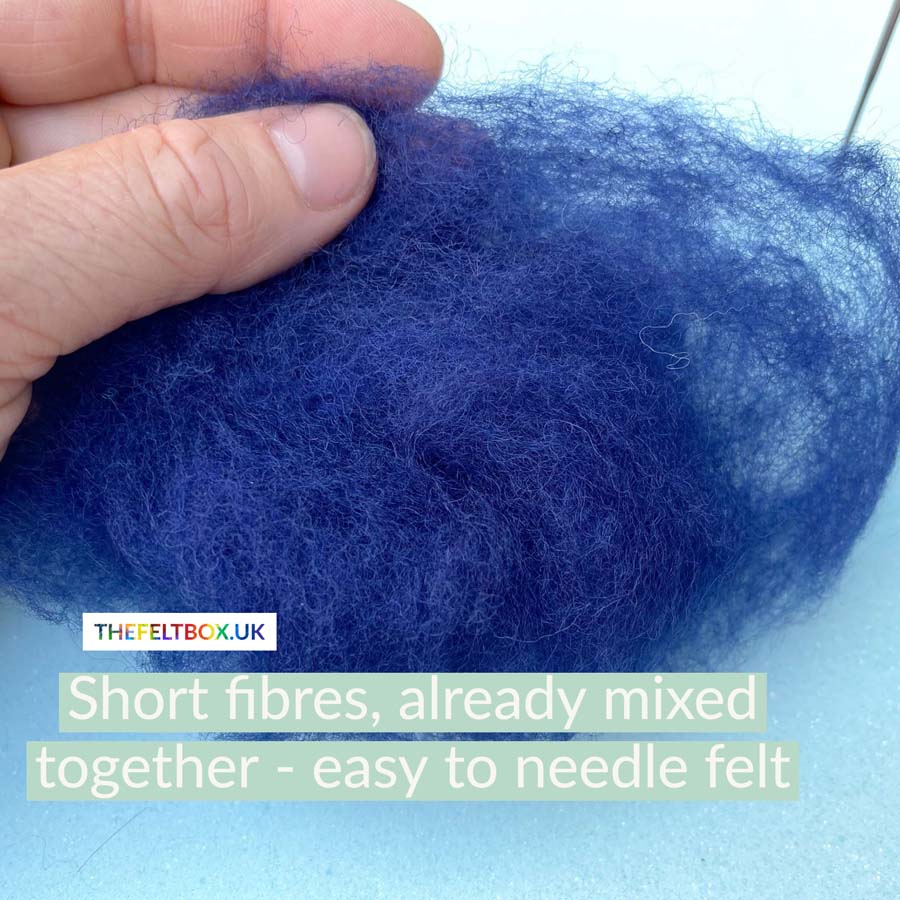 texture of carded NZ wool blue colour