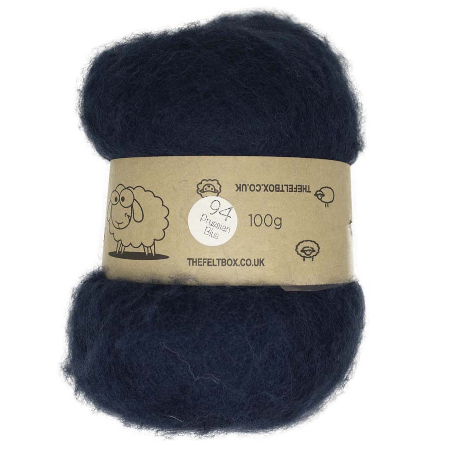 Carded NZ Wool For Needle Felting Batts - Prussian Blue #94