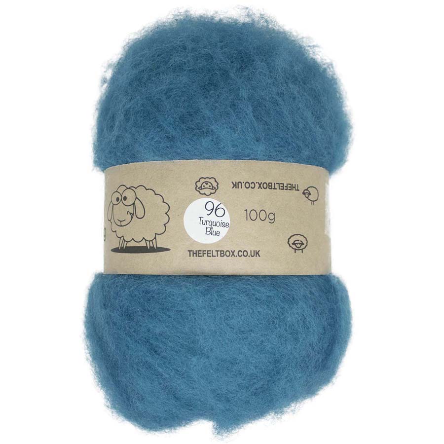 Carded NZ Wool For Needle Felting Batts - Turquoise Blue #96