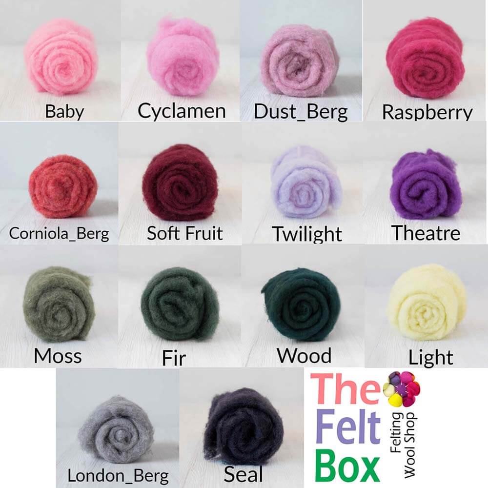 Carded Maori Wool Needle Felting DHG Batting Single Colours Batts 20g