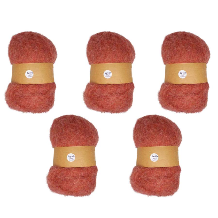 Carded Needle Felting Carded Batt Pink Red Maori DHG Carniola