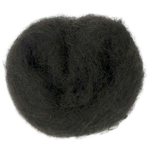 Coffee – Deep rich brown shade of Maori carded wool with the warmth of roasted coffee. 100g felting fibre for needle felting, wet felting, and craft projects. Excellent as a base wool, dense core, or bold finishing layer.
