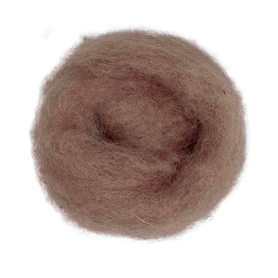 Lace – Light brown-beige shade of Maori carded wool with a soft pink undertone. 100g felting wool for needle felting, wet felting, and creative fibre crafts. Works well as a base fibre, firm core, or smooth finishing layer.