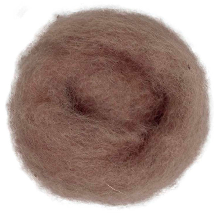 Lace – Light brown-beige shade of Maori carded wool with a soft pink undertone. 100g felting wool for needle felting, wet felting, and creative fibre crafts. Works well as a base fibre, firm core, or smooth finishing layer.