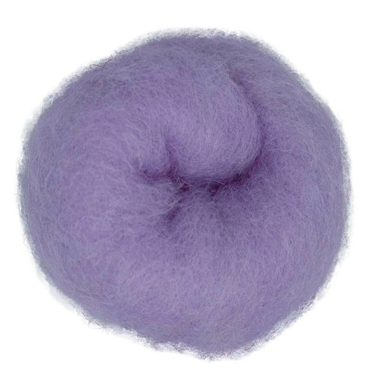 Lavender	Muted lavender. Classic and subdued. Maori carded wool – 100g felting fibre for needle felting, wet felting, and spinning. Use as base, core, or finishing wool.