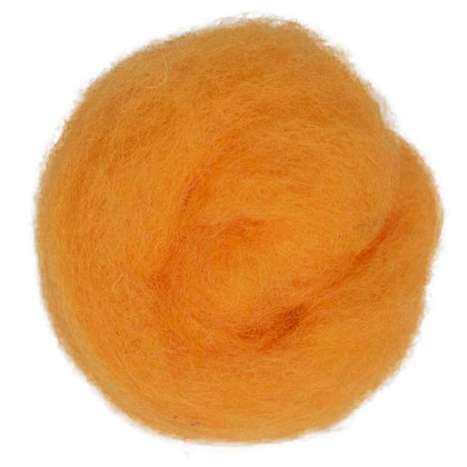 MelonWarm yellow-orange. Natural glowing tone.Maori carded wool – 100g felting fibre for needle felting, wet felting, and spinning. Use as base, core, or finishing wool.