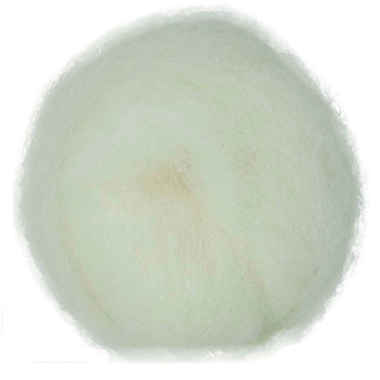 Milk – Warm creamy white shade of Maori carded wool. 100g felting fibre ideal for needle felting, wet felting, and fibre art. Works well as a base layer or finishing wool.