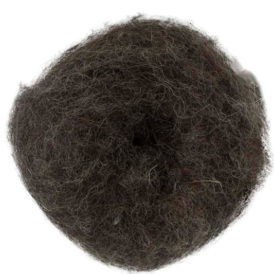 Montecristo – Cool-toned dark brown melange shade of Maori carded wool. 100g felting wool for needle felting, wet felting, and spinning. Suitable as core wool, base, or top layer for finishing.