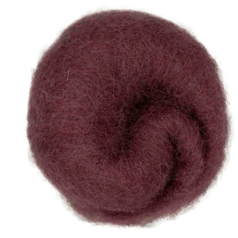 Onion purple shade 100g felting fibre for needle felting, wet felting, and spinning. Suitable as base wool, core fibre, or finishing layer in craft projects.