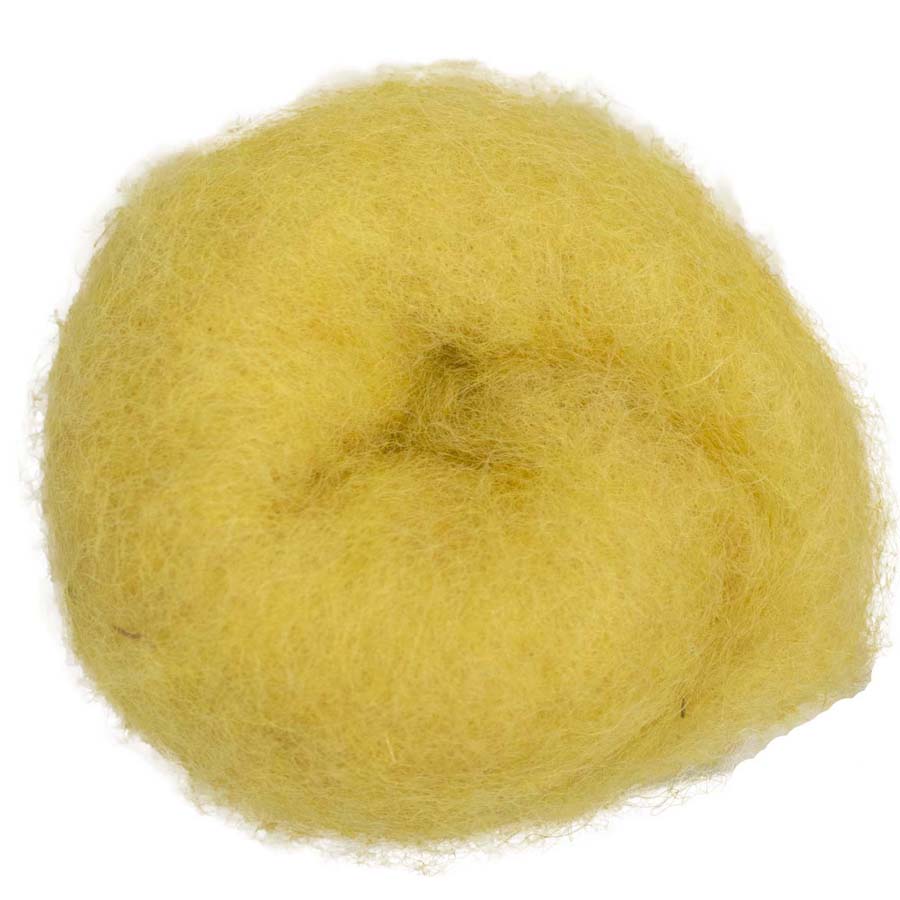 Sunflower – Rich golden yellow shade of Maori carded wool with warm depth. 100g felting wool for needle felting, wet felting, and spinning. Perfect as a base fibre, sturdy core, or bright finishing touch.