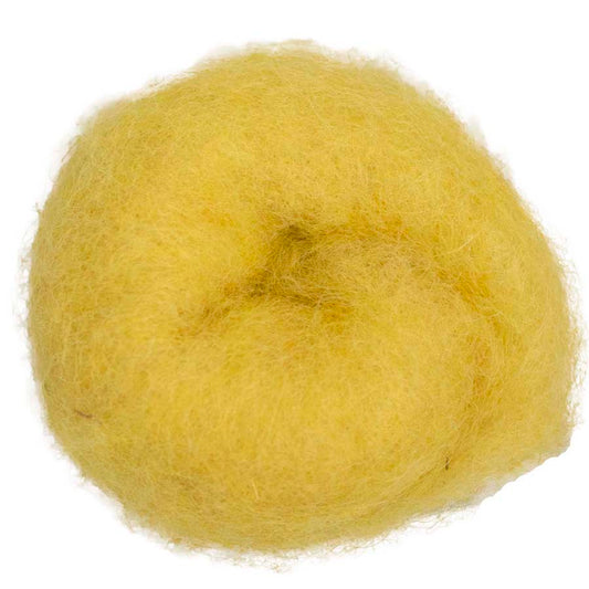 Sunflower – Rich golden yellow shade of Maori carded wool with warm depth. 100g felting wool for needle felting, wet felting, and spinning. Perfect as a base fibre, sturdy core, or bright finishing touch.