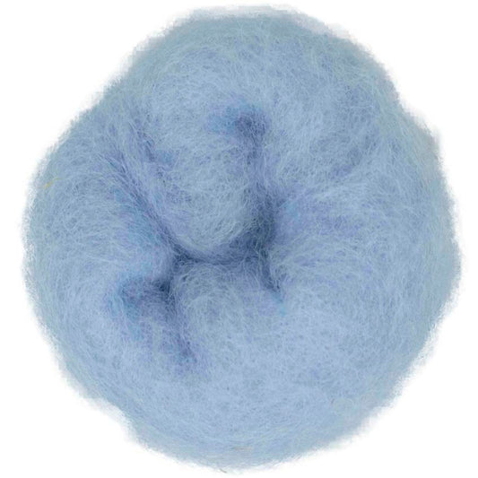 Sunrise – Pale pastel blue shade of Maori carded wool, airy and light. 100g wool roving for needle felting, wet felting, and fibre art. Perfect as a base layer, gentle core, or soft finishing touch.