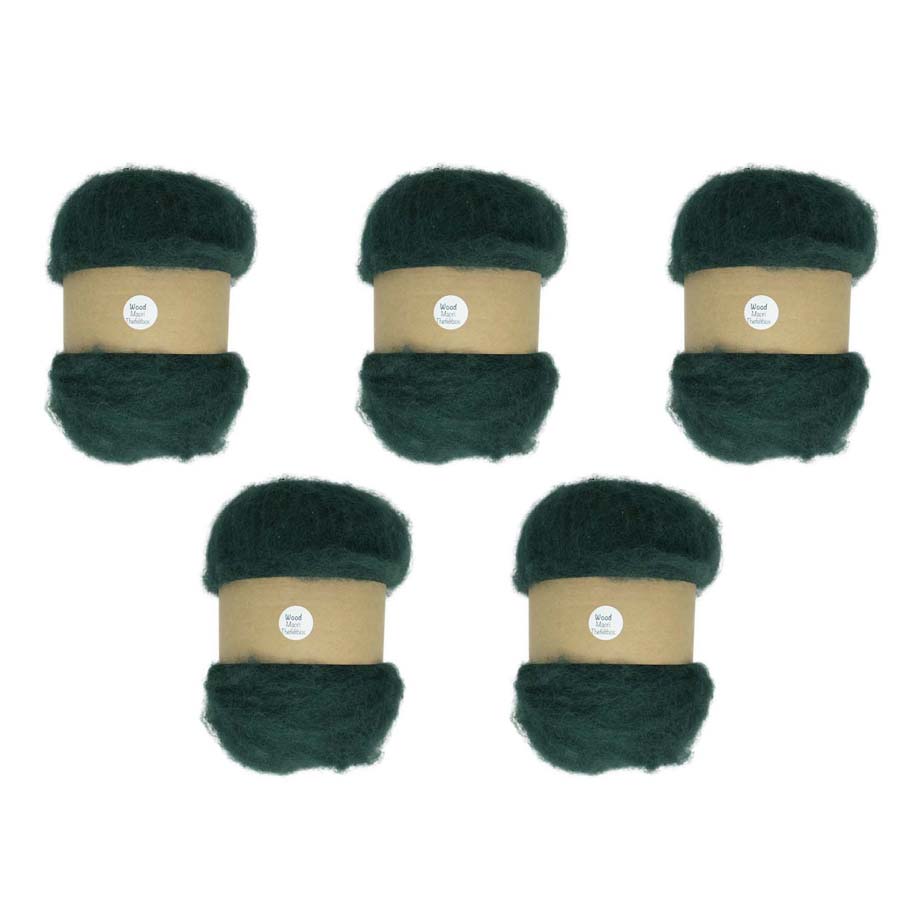 Carded Felt Wool Needle Felting Carded Batt Dark Green Fern Maori DHG Wood