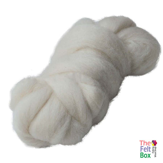 Wool Top British English 30 mic 56's Felting and Spinning Fibre Natural Off- White
