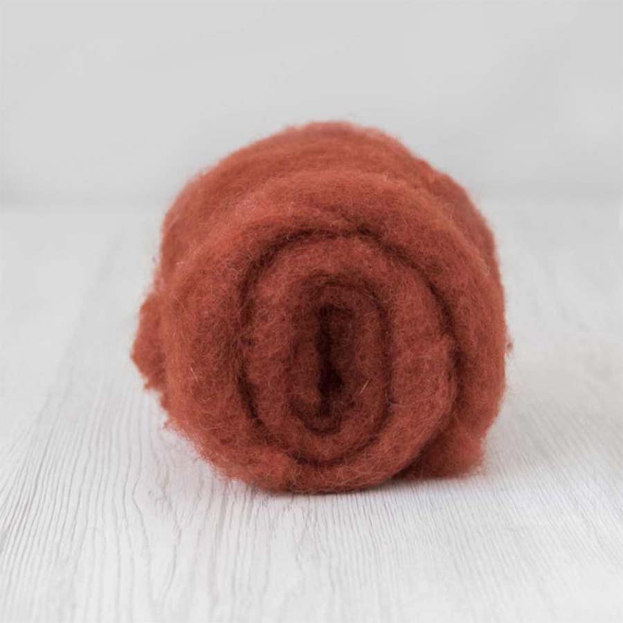 Carded Felt Wool Needle Felting Carded Batt Orange Maori DHG Rust