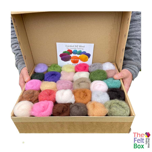 Needle Felting Wool Set – 30 Custom Colours x 20g | Maori or NZ Carded Wool