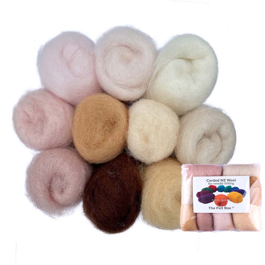 Carded Needle Felting Wool Shade Packs The Felt Box ® 100g