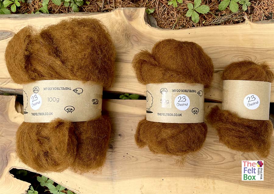 Carded NZ Wool For Needle Felting Batts - Chestnut #23