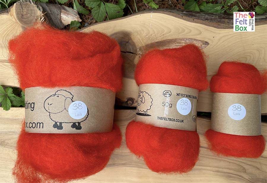 Carded NZ Wool For Needle Felting Batts - Lava #38