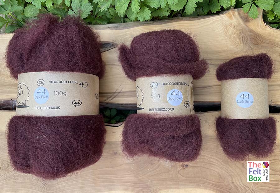 Needle Felting Wool Carded Batts Dark Bordo ( 44 )