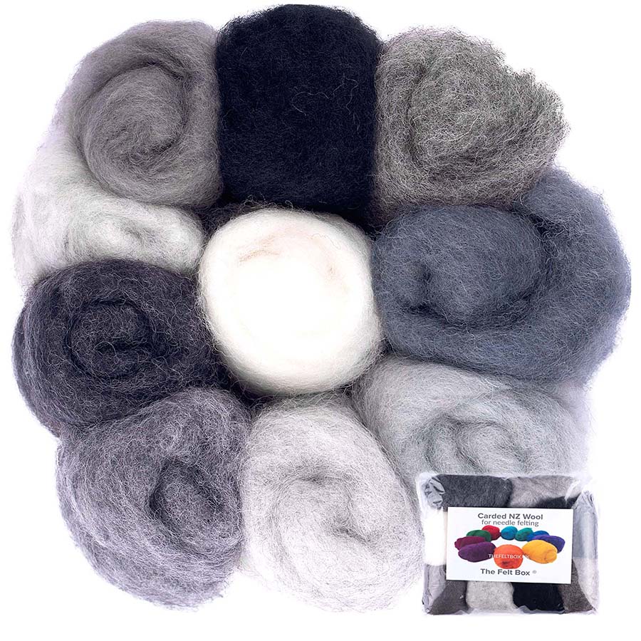Carded Needle Felting Wool Shade Packs The Felt Box ® 100g