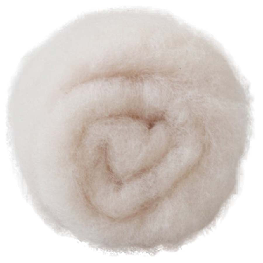 Cherry Blossom – Very pale warm pink shade of Maori carded wool with a cream-like softness. 100g felting wool for needle felting, wet felting, and spinning. Ideal as a base layer, gentle core, or soft finishing fibre.