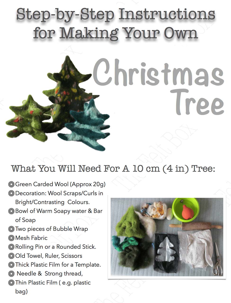 Wet Felting Kit. Intermediate. Christmas Tree