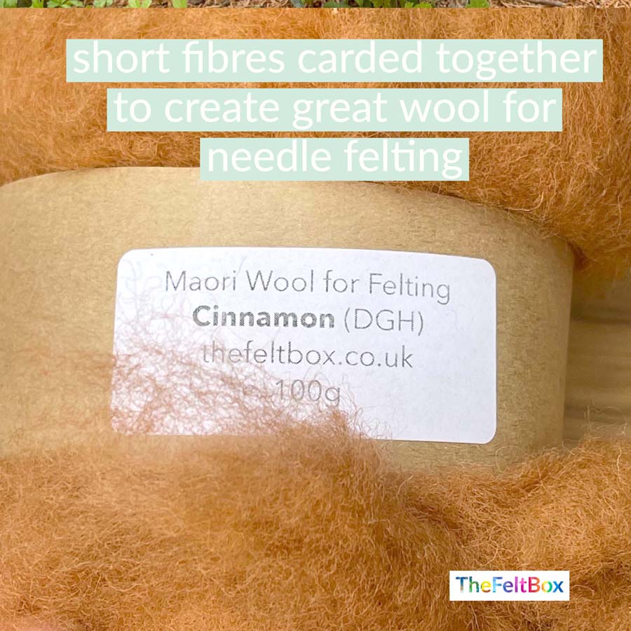 Carded Felt Wool Needle Felting Carded Batt Orange Caramel Maori DHG Cinnamon